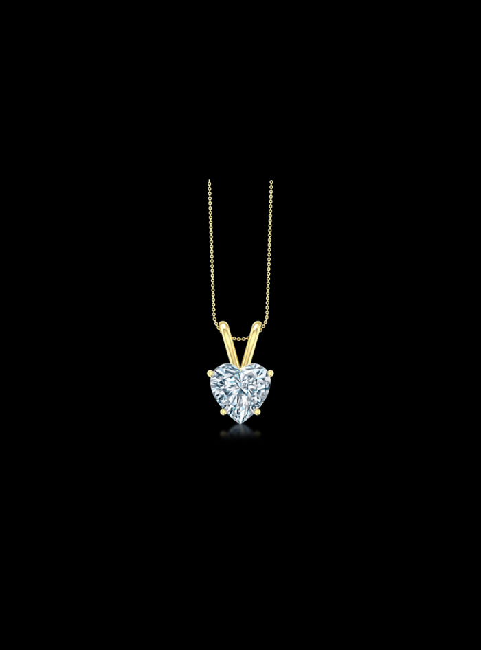 Lab Grown Diamond Solitaire Pendant-14K Yellow Gold-4 Prong-Heart Shape 0.50 ct TW class=